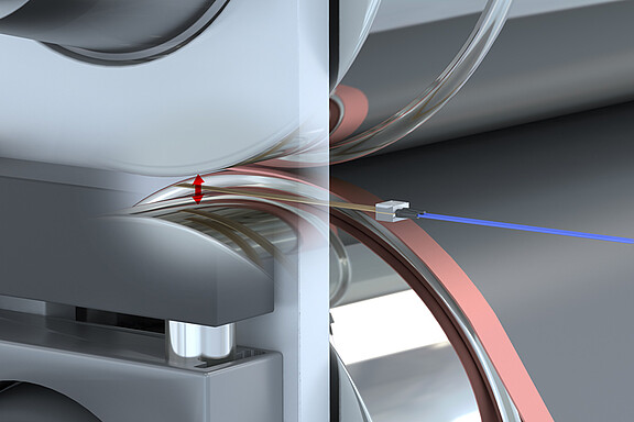 Measurement of roller gap with flat sensors